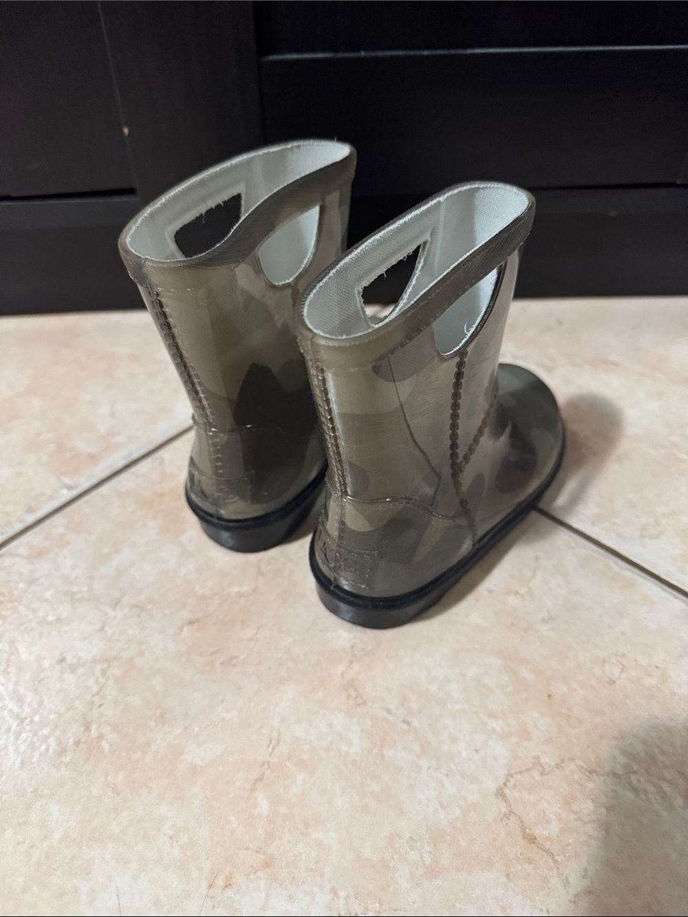 UGG Kids Transparent Olive Green Rain Boots